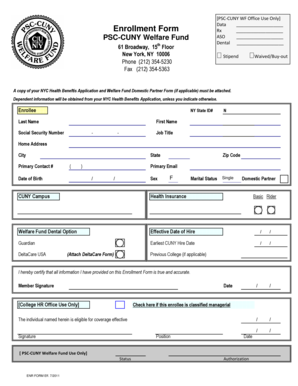 PSC-CUNY Welfare Fund Enrollment Form