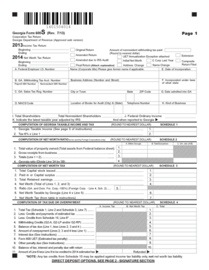 Georgia Form 600S Corporation Tax Return