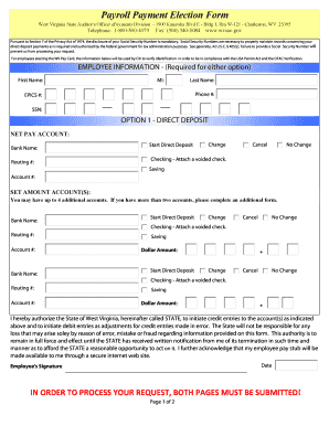 Payroll Payment Election Form