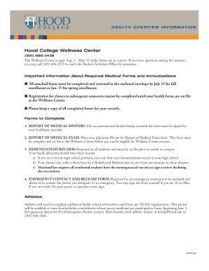 Hood College Medical Forms