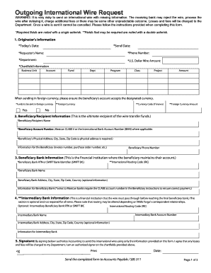 Outgoing International Wire Request Form