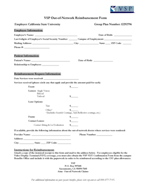 VSP Out-of-Network Reimbursement Form
