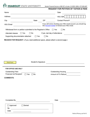 Tuition and Fees Petition Form