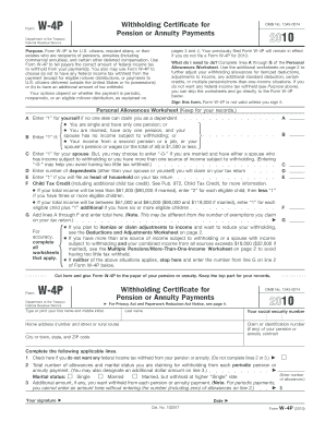 Form W-4P Pension or Annuity Payments