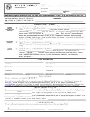 North Carolina Notice of Candidacy