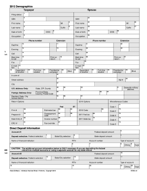 2012 US Federal Tax Organizer
