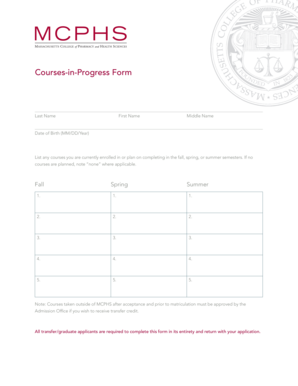 Courses-in-Progress Form