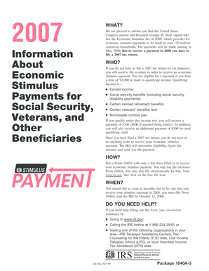 2007 Economic Stimulus Payment Form 1040A