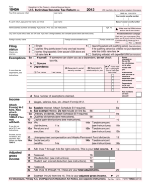 Form 1040A Department of the Treasury Internal Revenue Service U