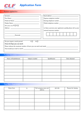 Job Application Form