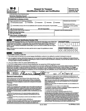 IRS Form W-9 Request for Taxpayer Identification Number and Certification