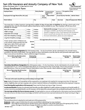 Sun Life Group Enrollment Form