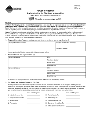 Montana Power of Attorney for Tax Representation