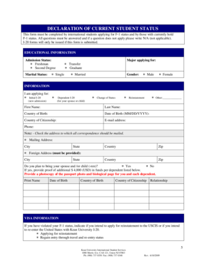 Declaration of Current Student Status