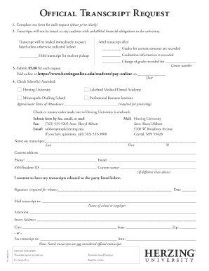 Official Transcript Request Form