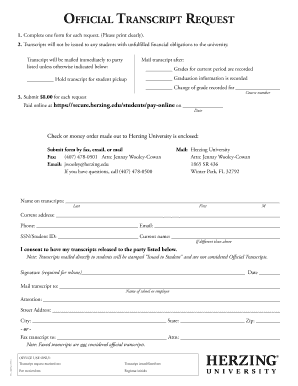 Official Transcript Request Form