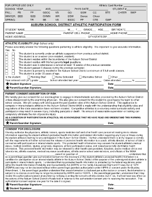 Auburn School District Athletic Participation Form