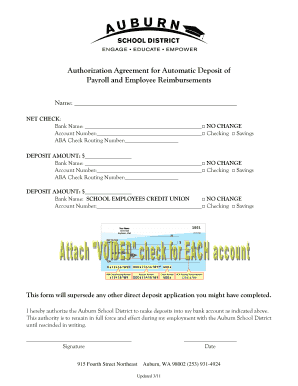 Authorization Agreement for Automatic Deposit