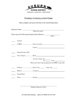 Payroll Cancellation Form