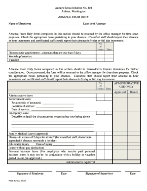 Absence From Duty Form