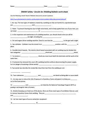 SMAW Safety Worksheet