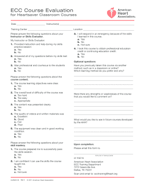 ECC Course Evaluation Form