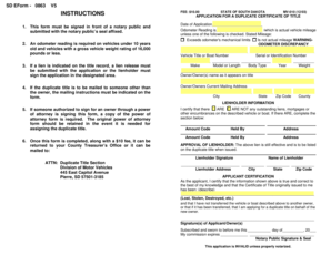 South Dakota Duplicate Title Application