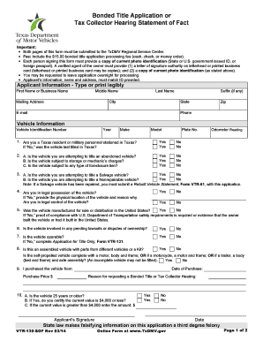Texas Bonded Title Application