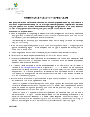 Motorcycle Agency Sweep Program Authorization Form