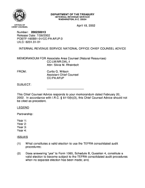 IRS Chief Counsel Advice on TEFRA Audit Procedures