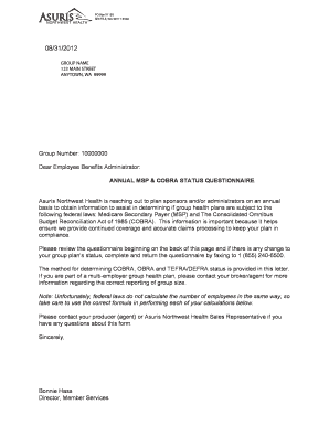 Annual MSP & COBRA Status Questionnaire