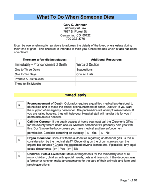 Colorado Death Checklist