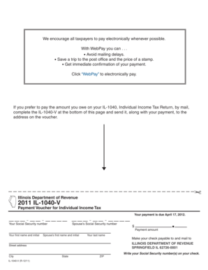 Illinois IL-1040-V Payment Voucher