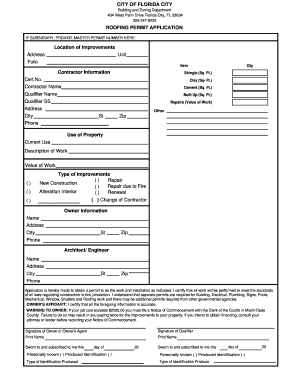 Florida City Roofing Permit Application