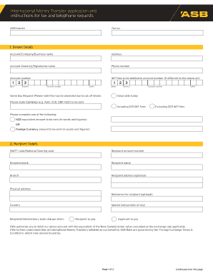 ASB International Money Transfer Application
