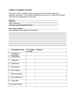 Employee Evaluation Checklist