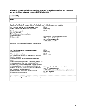 Systematic Review Confidence Checklist
