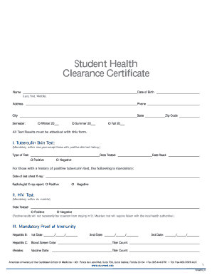 medical certificate for students