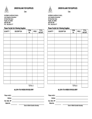 Supplies Order Form