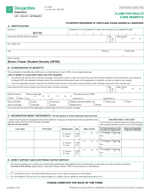 Group Insurance Health Claims Form