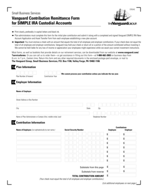 Vanguard SIMPLE IRA Contribution Remittance Form