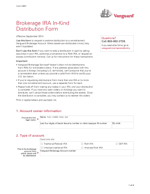 Vanguard Brokerage IRA In-Kind Distribution Form