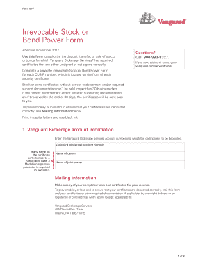 Irrevocable Stock or Bond Power Form