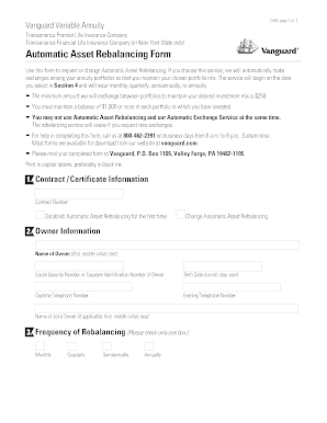 Vanguard Variable Annuity Automatic Asset Rebalancing Form