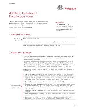 403(b)(7) Installment Distribution Form