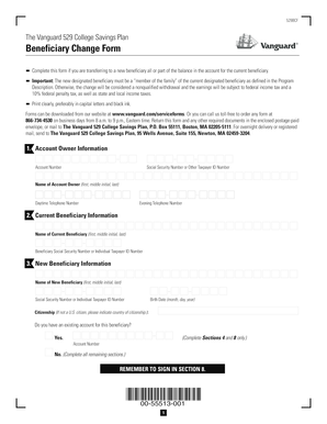 Vanguard 529 College Savings Plan Beneficiary Change Form