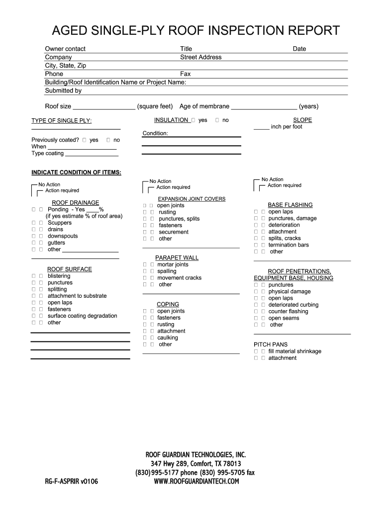 Free Roof Inspection Template Printable Templates