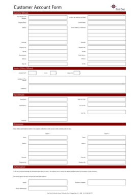 First Post Customer Account Form