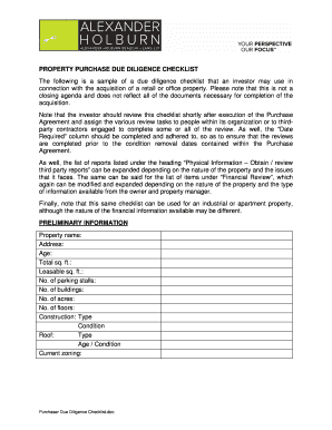 Property Purchase Due Diligence Checklist