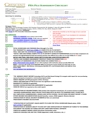 FHA File Submission Checklist